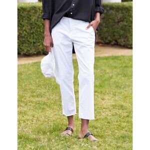 Frank & Eileen Wicklow The Italian Chino Cropped Raw Hem White Twill Pants 00
